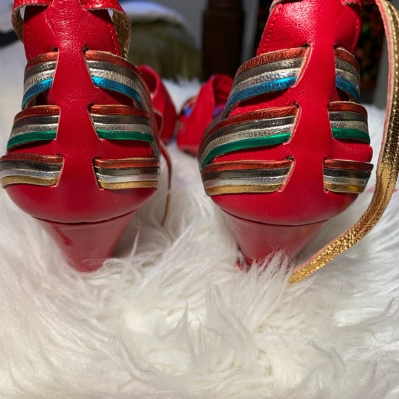 Pollini Vintage Red Italian Pumps & Belt - Picture 4 of 13